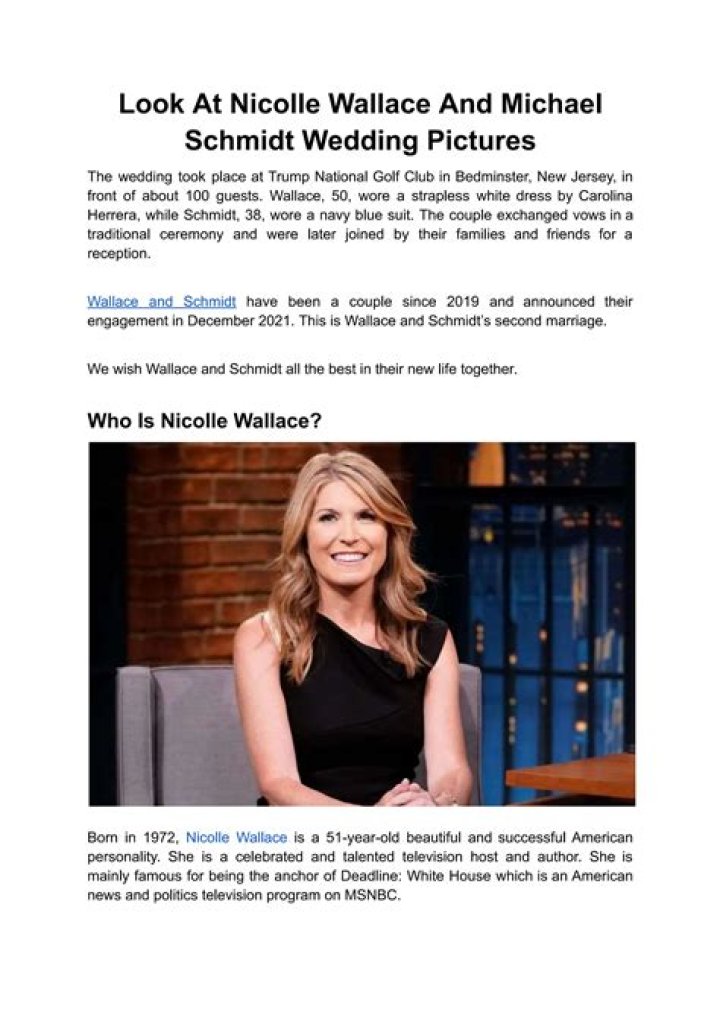 Michael S. Schmidt and Nicolle Wallace Wedding: A Comprehensive Insight